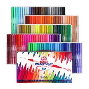 120 Colors Dual Tip Brush Pens Art  Markers Set